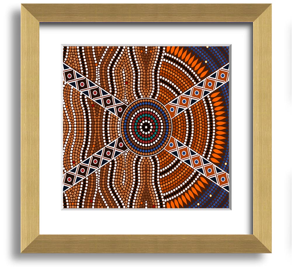 Aboriginal Pattern 2 Square Framed Print showcasing intricate designs in a stylish frame.